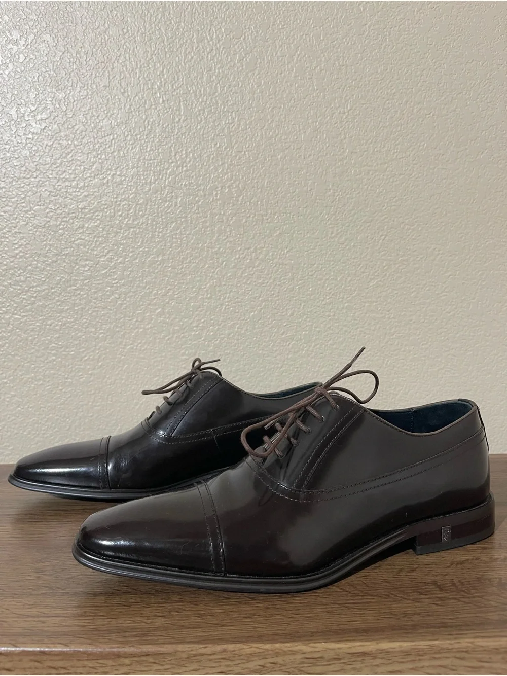 Versace Collection Men's Shiny Dark Brown Cap-Toe Oxfords